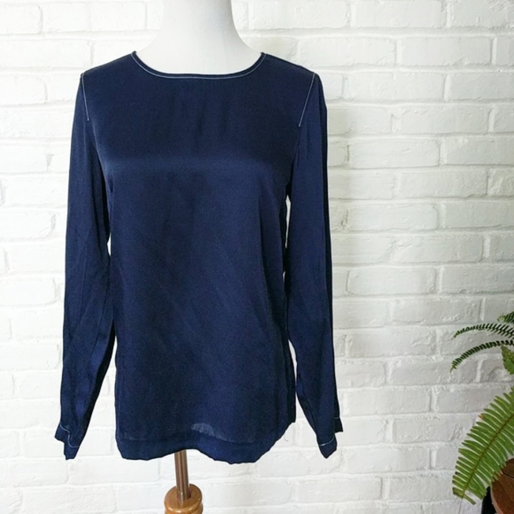 H&M Navy Blue Satin Blouse